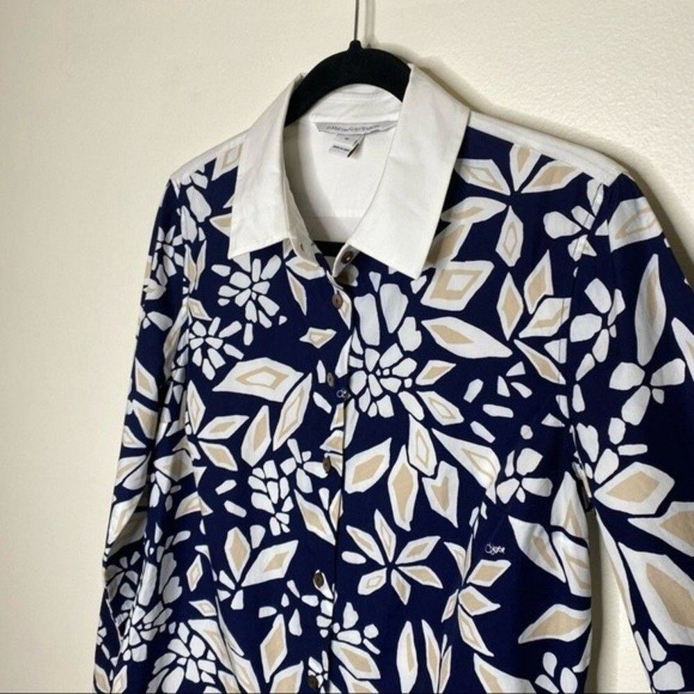 Diane Von Furstenburg Button Down Pattern Geometr… - image 3